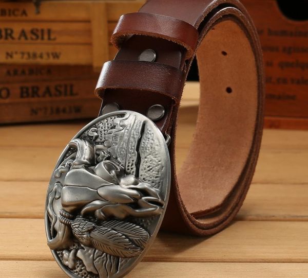 

big buckle real leather belts for men mens belts luxury 100% genuine leather camel brown punk cowhide chinese style y200520, Black;brown