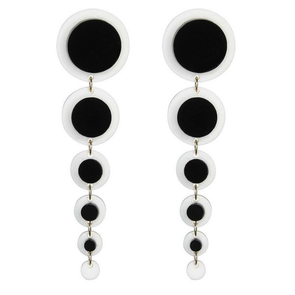 

2020 new female cool temperament drop dangle earrings black and white round long earrings for women fashion jewelry accessories, Silver
