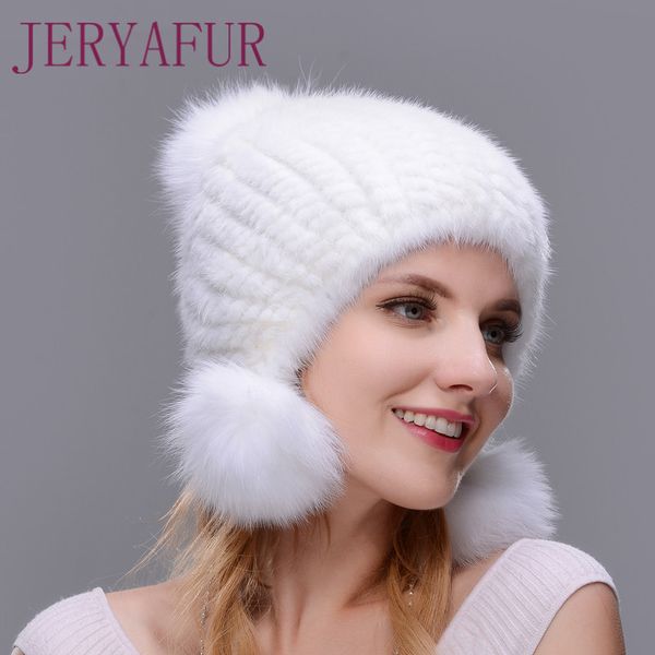 

women winter hats new knitted hats genuine mink cap 3, Blue;gray