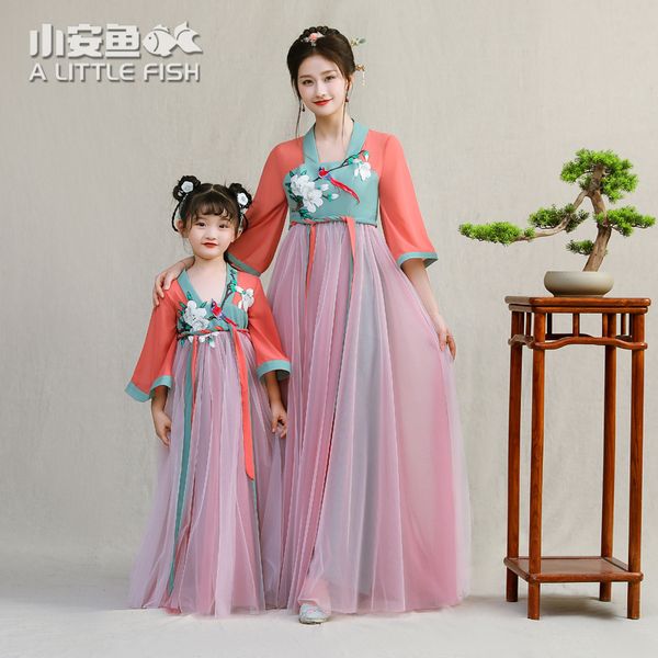 

chinese hanfu for family matching outfits mom and daughter wedding dress ancient traditional costume new years christmas clothes, Blue