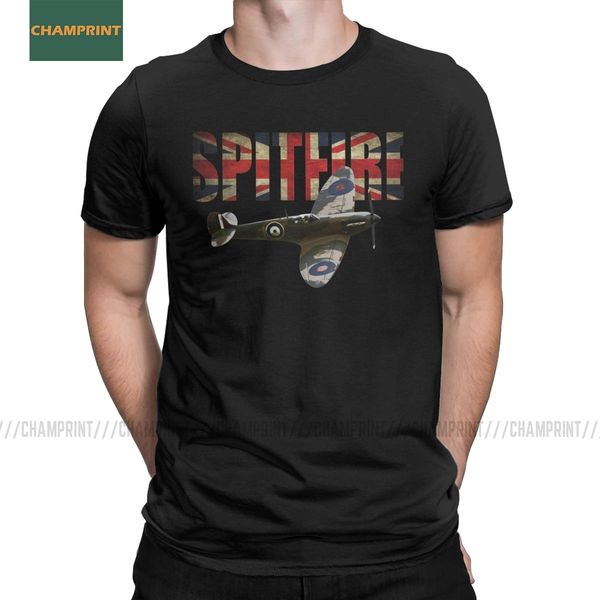 

men's raf supermarine spitfire ww2 fighter t shirts plane ww2 war pilot airplane cotton short sleeve tees unique t-shirts