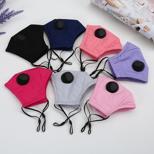 

2020 designer face mask adults washable comfortable anti smog solid color mask pm2.5 sun protection breathing valve cotton
