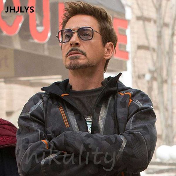 

2020 iron man 3 sunglassesmen's square sunglasses matsuda vintage steampunk glasses black lens uv400, White;black