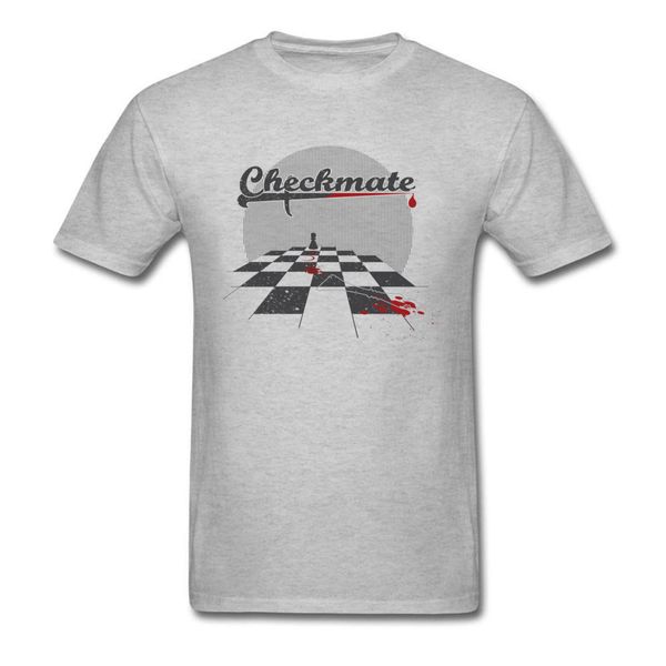 

checkmate t shirt chess lover tshirt men strategic game t-shirts grey cotton tees no fade unique clothes all cotton