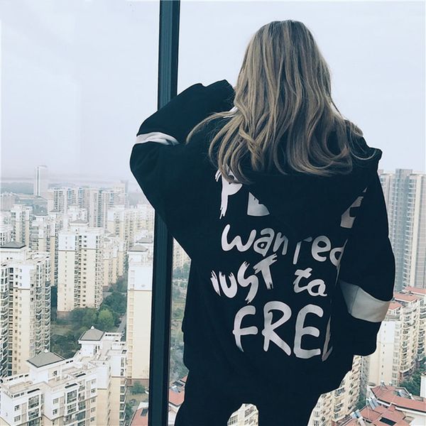 

осень unisex женщины теплая толстовка с длинным рукавом повседневная сыпучие толстовки верхняя одежда черный, Black