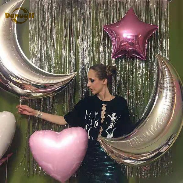 

party decoration 36 inch moon shape aluminum foil balloon birthday for kids ballon wedding supplies ballons with heart baloon