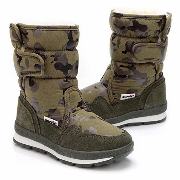 

boys shoes boots camouflage winter style full plus size 27 to 41 snow boot antiskid sole children warm thick fur ing, Black;grey