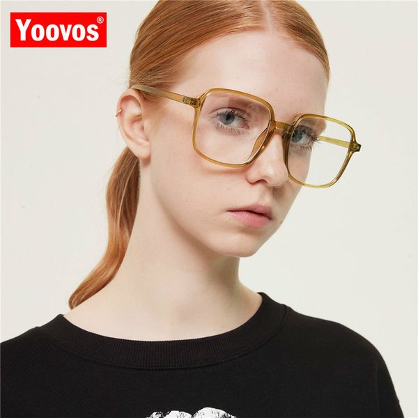 

sunglasses yoovos square glasses women/men 2021 classic vintage plastic flat eyeglasses women retro okulary anti-blue light gafas de hombre, White;black