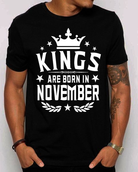 

kings are born in november men's t-shirt s-4xl birthday gift for him men's cotton clothing ringer t shirt