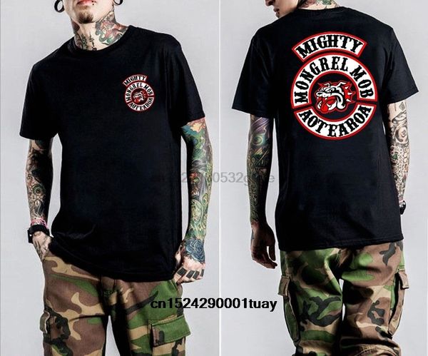 

casual t shirts mongrel mob mc printed graphic men round neck black(1