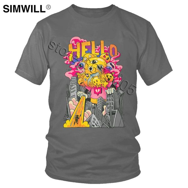 

fashion hello devil t shirt men cute short sleeve pure cotton tees o neck destroy t-shirts large size graphic print tshirt