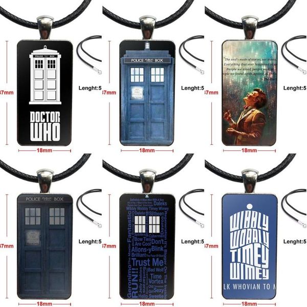 

tardis dr who call box who for women wedding design fashion vintage glass women rectangle necklace pendants, Silver