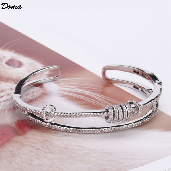 

donia jewelry movable multi accessories copper micro inlaid zircon bracelet popular adjustable party gift in europe and america, Black