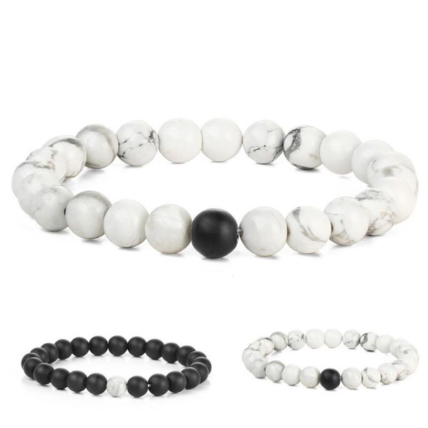 

european and american foreign trade jewelry imitation natural stone grinding s hmade pine men women bracelet, Black