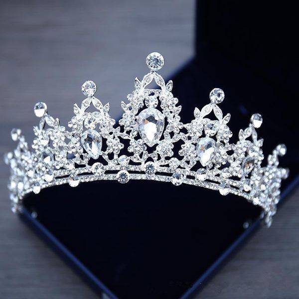 Kopfbedeckungen weißer Kristallbrautschmuck Tiara Kopfbedeckungen Kronprinzessin Kopfstück Hochzeitskleid Brautzubehör