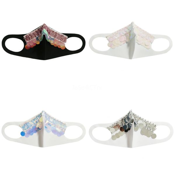 

women sequin face masks soft breathable anti-dust cotton mouth washableoutdoor protective mask 8 styles l424fa#381, Black