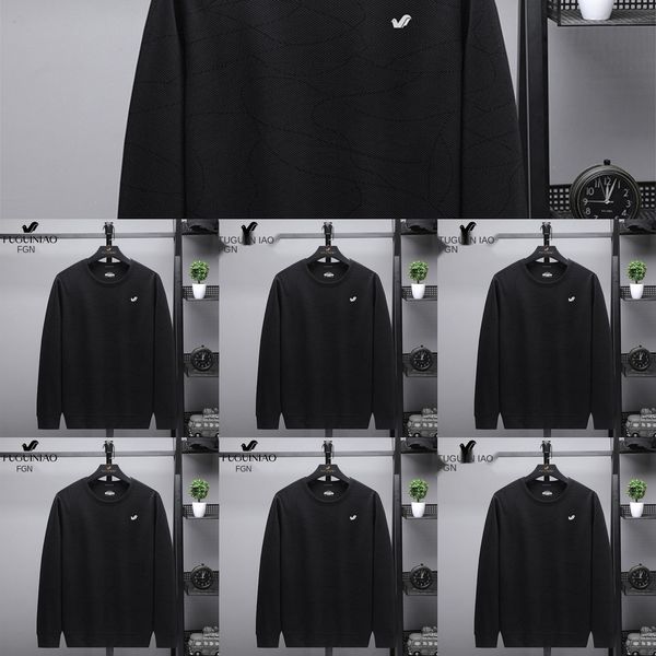 

rich bird men's round neck sweater large coat sweatert-shirt sweatersize loose casual base shirt middle-aged dad autumn coat long sleev, Black