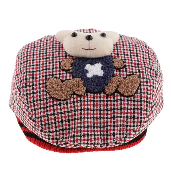 

детские hat дети hat медведь мультфильм берет детские hat тартан дизайн дети headdress, Yellow