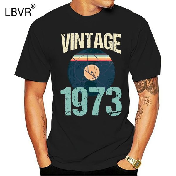 

knitted vintage retro fashion 1973 46th birthday record vinyl tshirt novelty cool men and women t shirts plus size s-5xl
