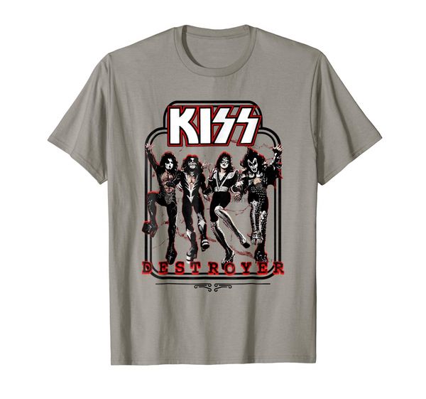 

kiss destroyer tshirt hemp gray o-neck fashion casual print t shirt men t-shirts summer style fashion swag