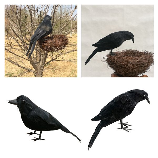 

2x искусственный реалистичные птицы ravens crows для сада хэллоуин украшения партии
