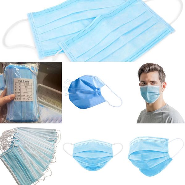 

2021ear-loop mask layer disposable dust face face masks cover 3-ply non-woven disposable dust 0bz7