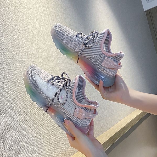 

women sneakers 2020 summer new breathable daisy print platform colorful sole casual women shoes trends woman sock shoe 6h26, Black