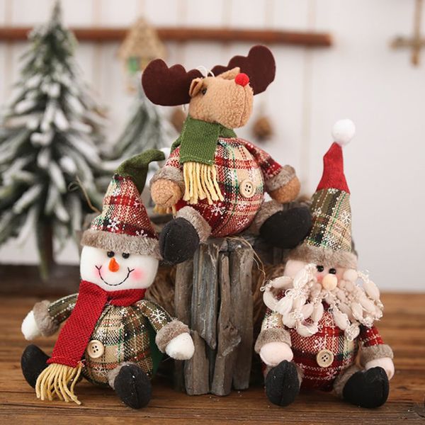 

2021 cartoon doll pendant xmas trees hanging ornament window decoration christmas santa snowman elk doll pendant new year gifts