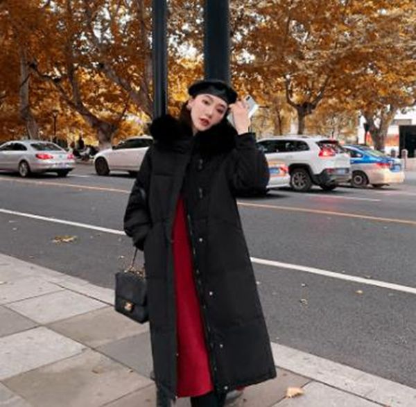 

wholesale fashion winter new women's fashion horn button down jacket mid-length loose cotton jacket, Black