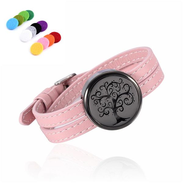

various design perfume lockets bracelet pink aroma diffuser letaher bracelet fashion jewelry christmas gift for teen girl, Black