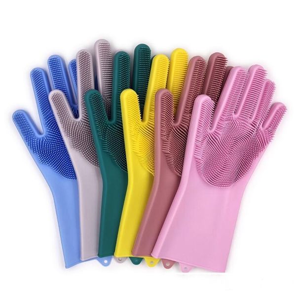 

magic washing brush silicone glove resuable household scrubber anti scald dishwashing gloves kitchen bed bathroom cleaning tools 2pcs /pairs