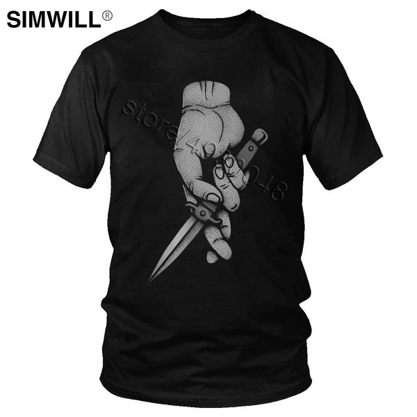 

новизна trust no one убийца t-shirt мужская дышащая мягкий хлопок футболки crew neck коротким рукавом рука с ножом tee tops