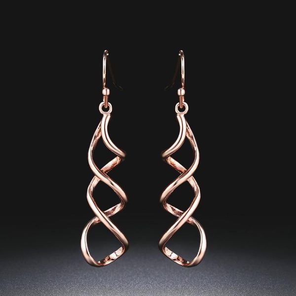 

dangle & chandelier classic drop earrings for women simple hollow out spiral rose white gold color fashion jewelry party xmas gift kc156 kc1, Silver