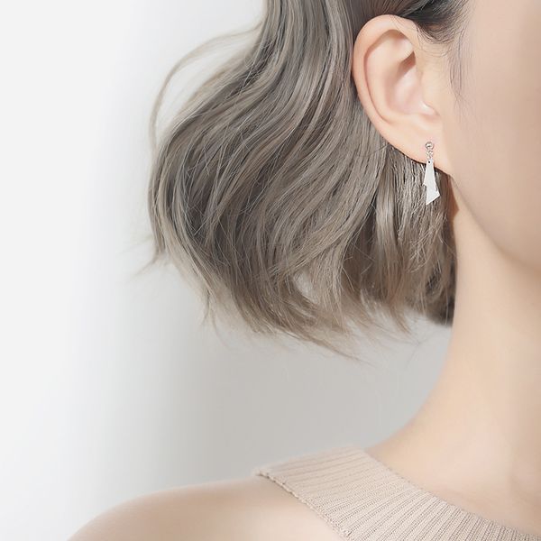 

obear triangle korean tide delicate siver plated temperament literary personality fashion female dangle earrings, Silver