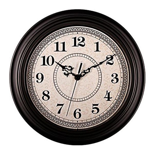 

wall clocks silent non-ticking round contemprary antique (12 inches) decorative vintage style,black