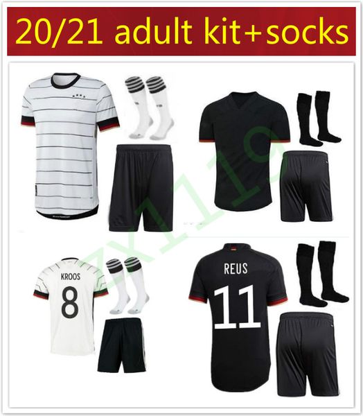 

germany 2020 soccer jersey home away kit hummels kroos draxler reus muller gotze kimmich gundogan 20 21 football shirt uniforms kit, Black