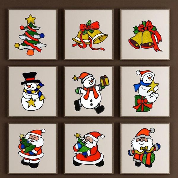 

12pcs/lot christmas santa stickers snow window sticker toy lapskateboard luggage decal decor xmas funny stickers kids car sticker wy731
