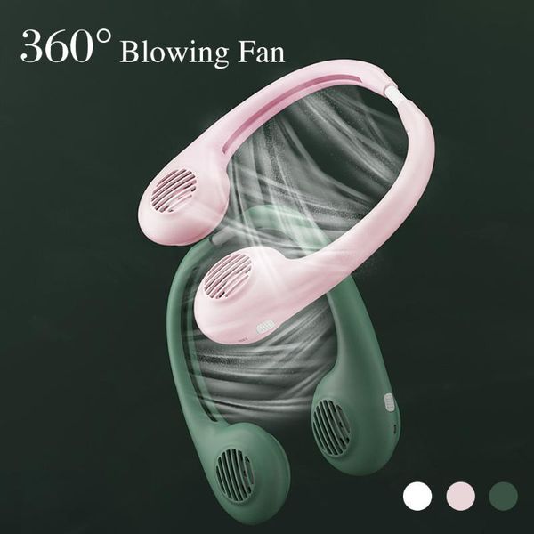 

40# leafless fan usb rechargeable fold 360° blowing neckband lazy neck hanging style summer outdoor air cooling neck fans