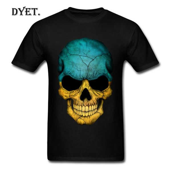 

2018 fashion design ukrainian flag skull 3d print men's cotton fabric short sleeve t shirt custom tees for groups