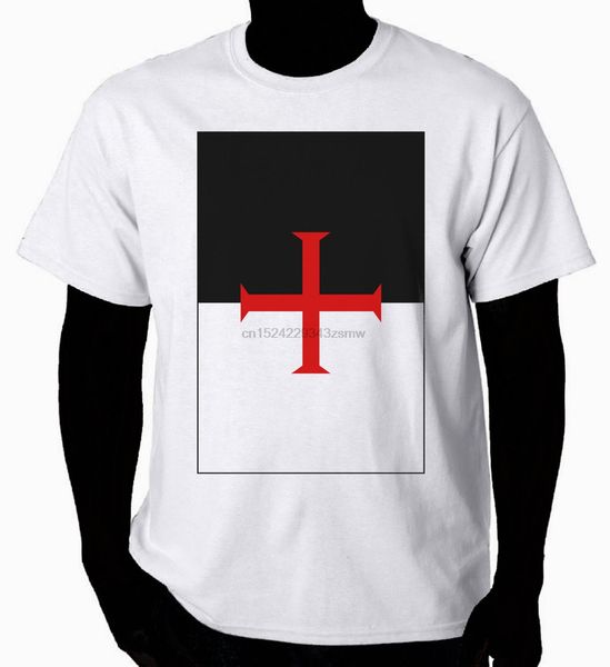 

leqemao t-shirt knights templar flag new print letters men t shirt man tee round neck clothes