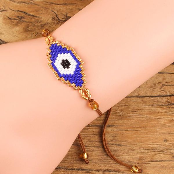 

rttooas fashion miyuki beads bracelet classic evil eye bracelets women pulseras tether adjustable female accessories wholesale, Golden;silver