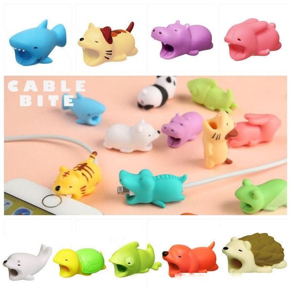 

cartoon mobile phone charging cord protector usb cable mini head holder shockproof cable animal bites for phone cable