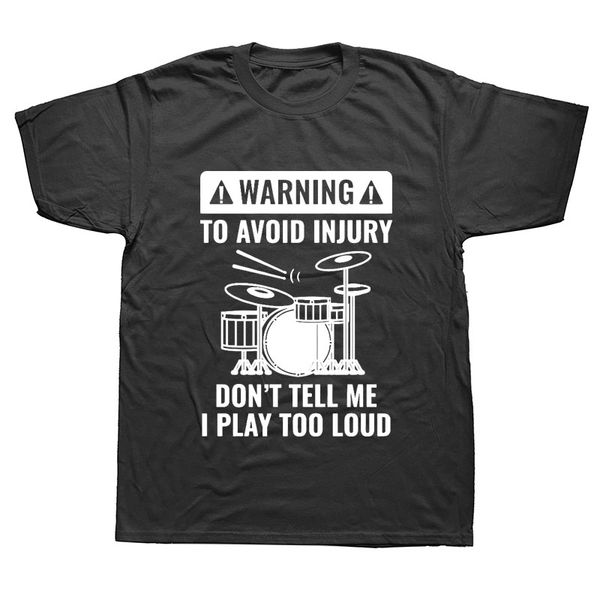 

drummer warning t-shirt mens short sleeves oversized streetwear hip hop printed t shirts tees