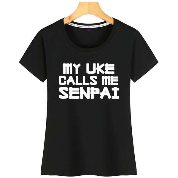 

топы тенниска женщина моего уке calls me сенпай yaoi bl anime gay design черного короткие tshirt