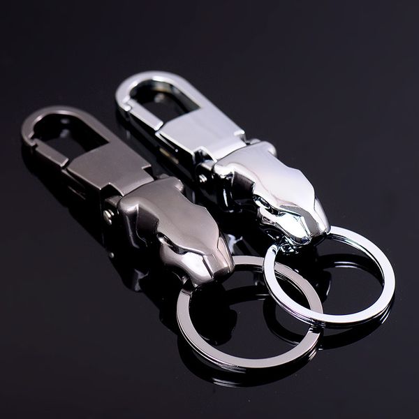 

zinc alloy auto keychain key holder keyring fob men leopard head waist hanging charm key chain for f-pace xj xe xf s147, Silver