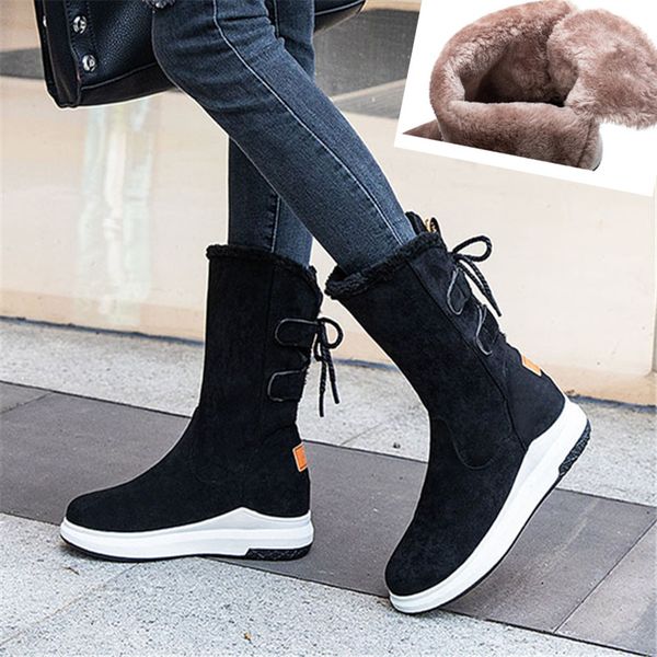 

winter women's warm snow boots flat waterproof 2020 winter boots slip-resistant female mid calf black