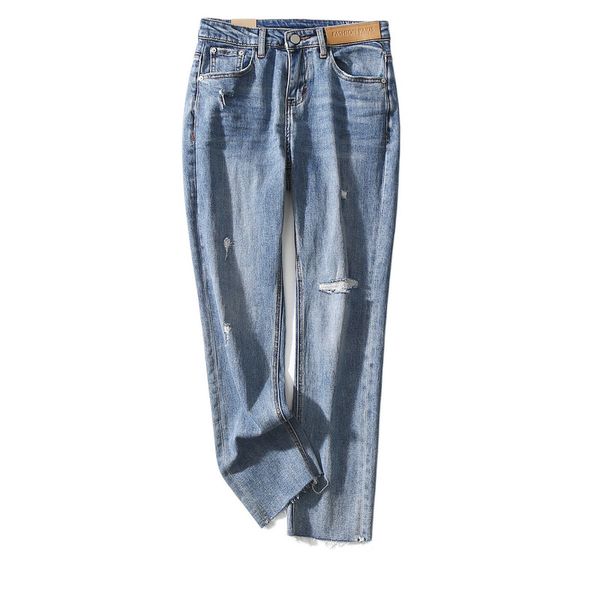 

women's jeans close skin moisture absorption show thin elastic zero bound women cultivate morality nine points are female, Blue