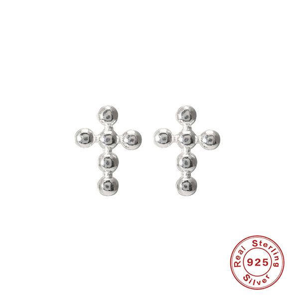 

luxury 925 sterling silver cross series earrings screw back stud earrings for women wedding engagement piercing jewelry a30, Golden;silver