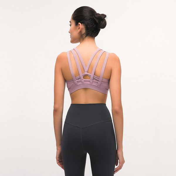 

push up sports bra high impact workout yoga crop for women gym cross back nylon mesh wiretraining femme gym brassiere, White;red