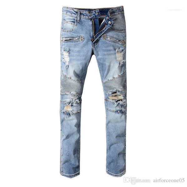 

pants fashion light blue male trousers bal ripped skinny mens jeans vintage holes long mid waist mens pencil